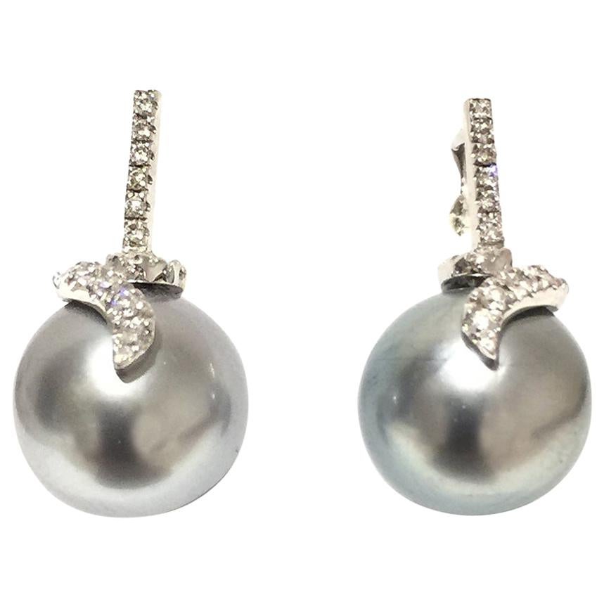 Boucles d'oreilles Yvel perles et diamants E2HOOKBLW