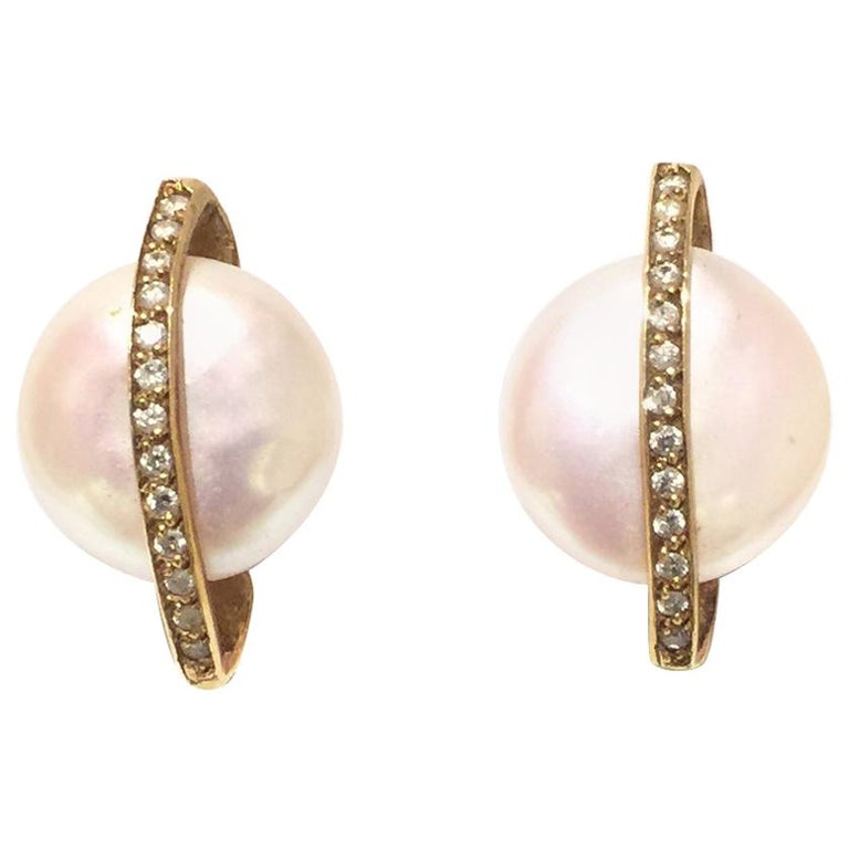 Yvel Pearls and Diamonds Stud E1SHABY For Sale at 1stDibs