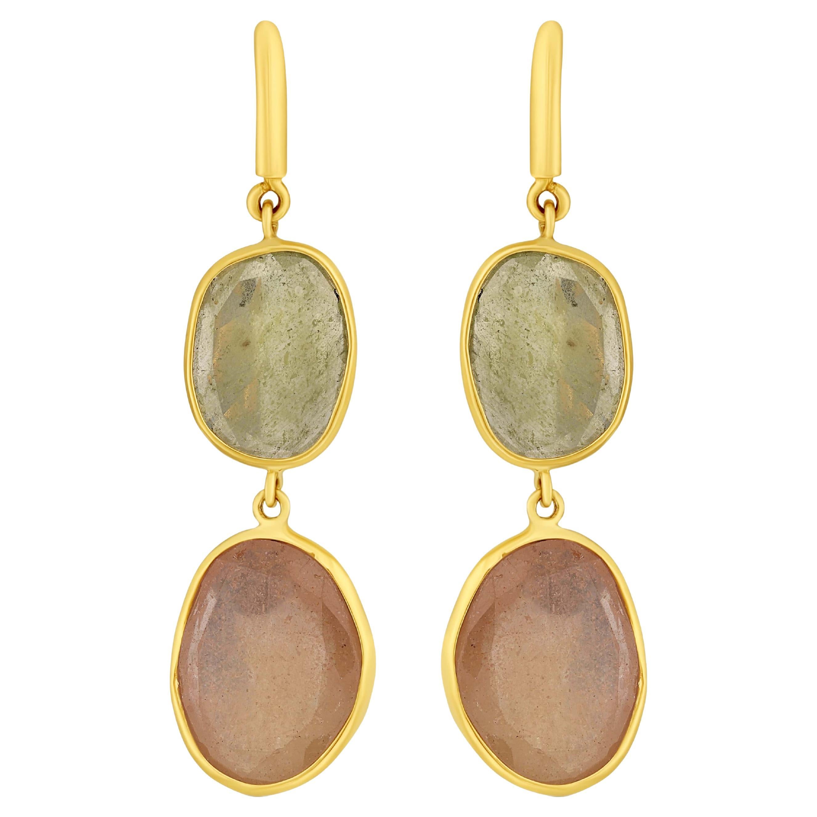 Yvel Rainbow Dual-Tone Sapphire Drop Earrings in 18K Yellow Gold