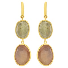 Yvel Rainbow Dual-Tone Sapphire Drop Earrings in 18K Yellow Gold