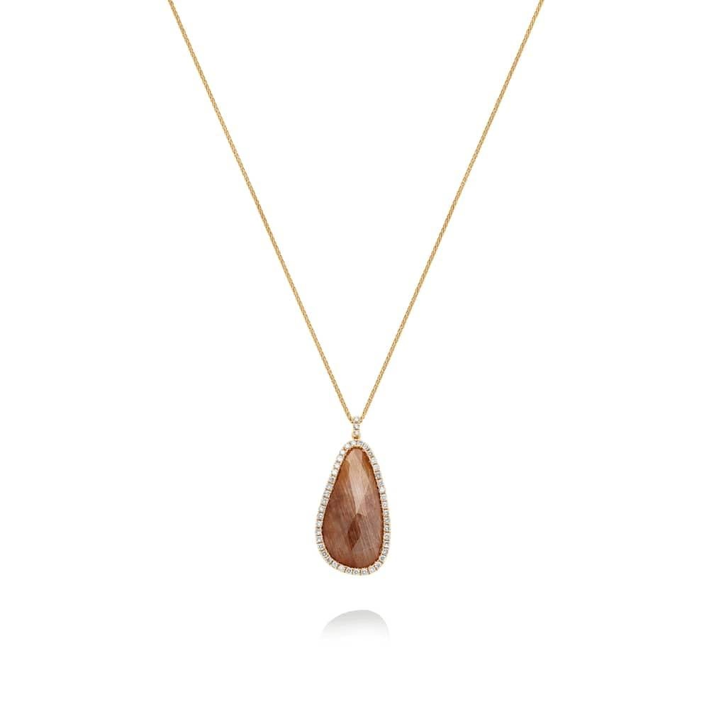 Yvel Rainbow Earthtone Sapphire Pendant Necklace in 18K Yellow Gold In New Condition For Sale In Jerusalem, IL