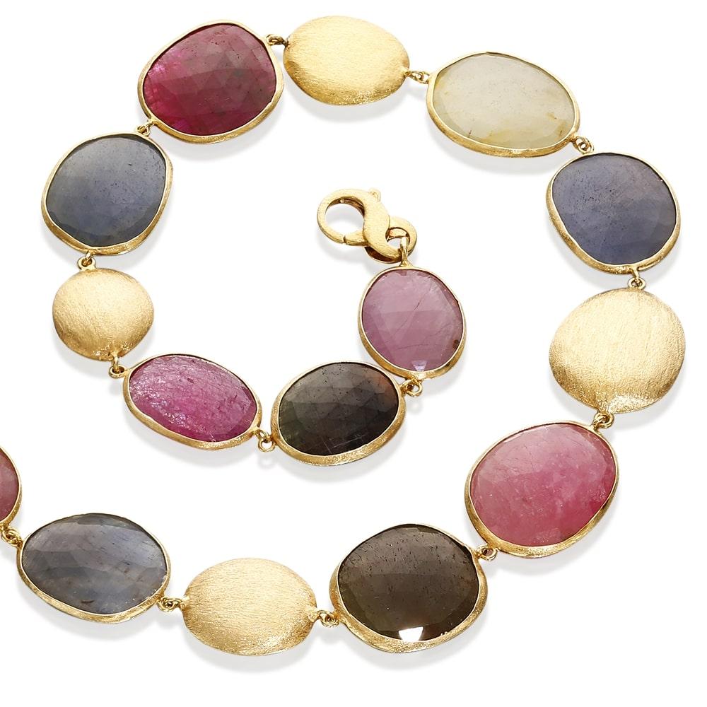 Yvel Rainbow Collier de saphirs multicolores en or jaune 18 carats Neuf - En vente à Jerusalem, IL