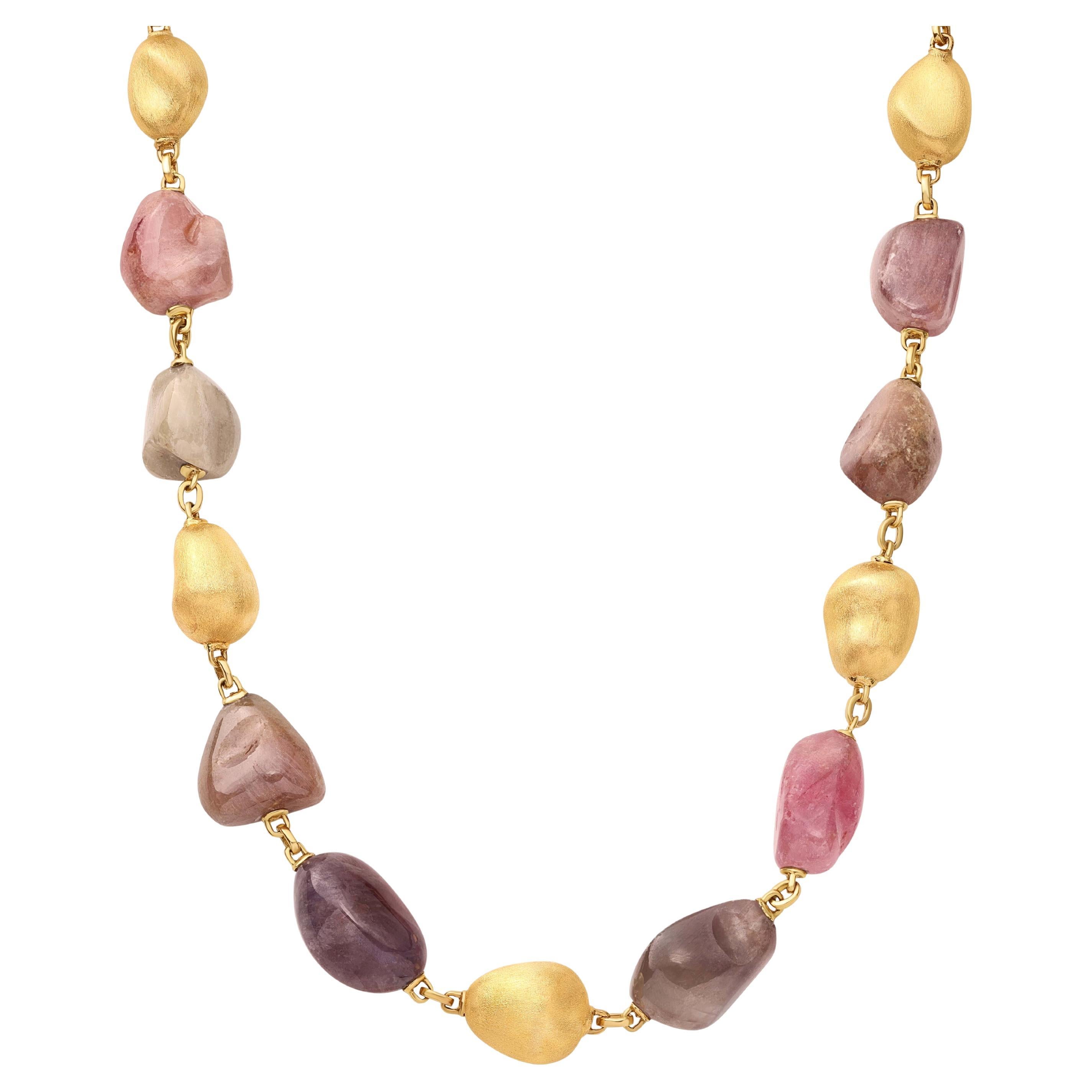 Yvel Rainbow Multicolor Sapphire Necklace in 18K Yellow Gold