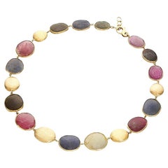 Yvel Rainbow Multicolor Sapphire Necklace in 18K Yellow Gold