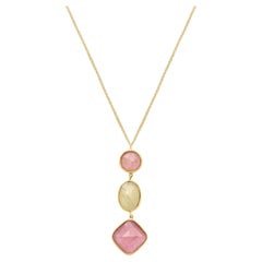 Yvel Rainbow Multicolored Sapphire Pendant Necklace in 18K Yellow Gold