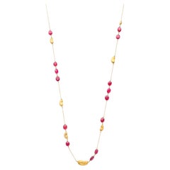 Yvel Regenbogen-Rubin-Halskette aus 18 Karat Gelbgold