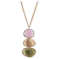 Yvel Rainbow Sapphire and Aquamarine Necklace with Gold Nuggets in 18K Yellow Go