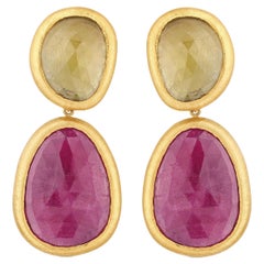 Yvel Rainbow Sapphire Teardrop Earrings in 18K Yellow Gold