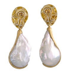 Boucles d'oreilles en perles baroques de la mer de Yvel