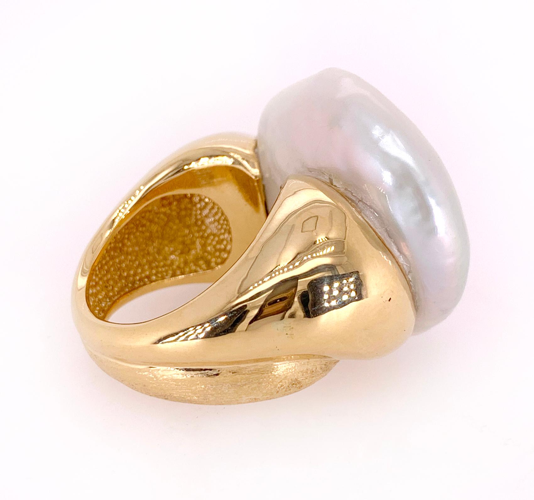 Uncut Yvel Satin Sea Baroque Pearl Ring For Sale