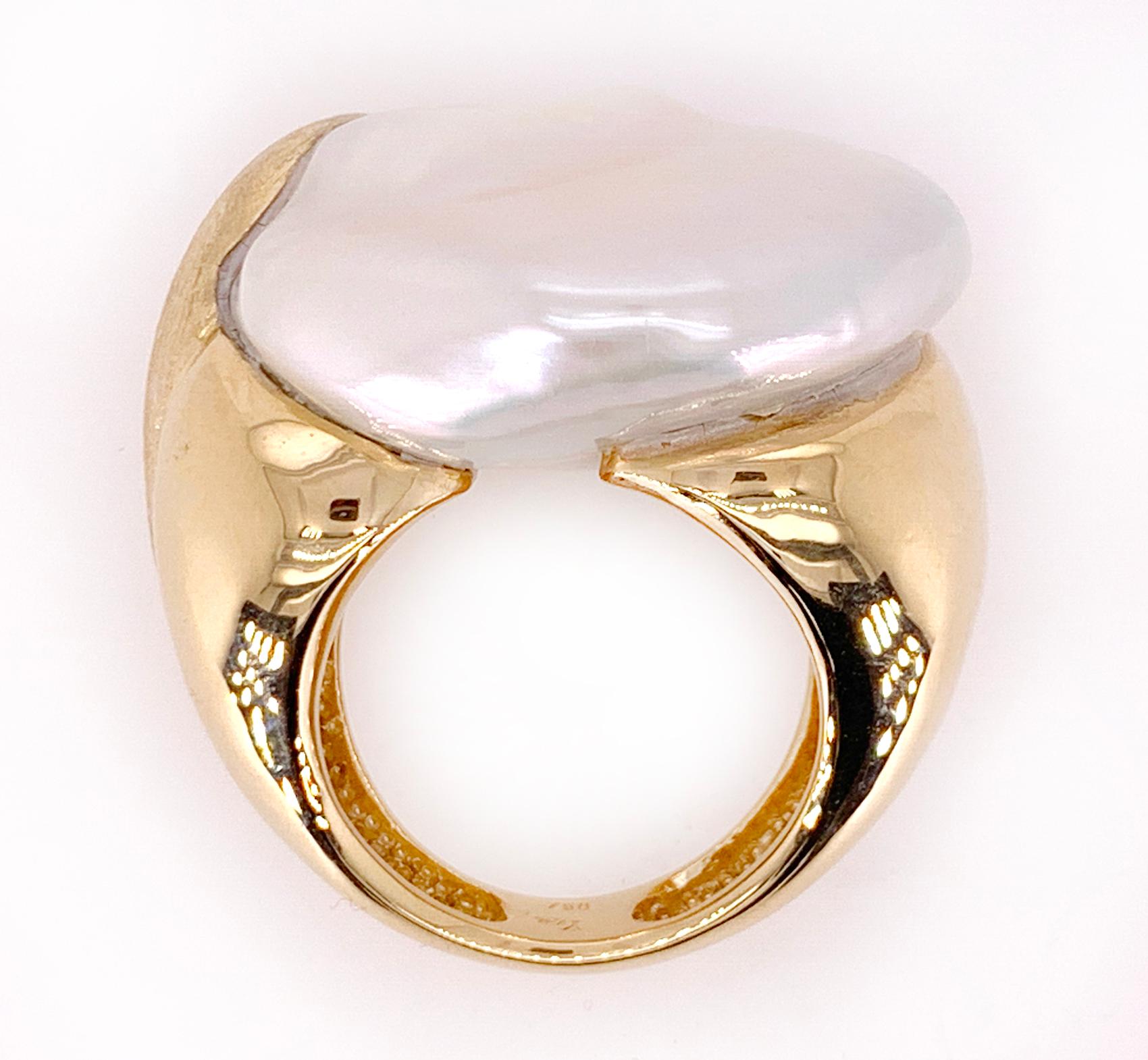 Yvel Satin Sea Baroque Pearl Ring In Excellent Condition For Sale In Carmel, CA