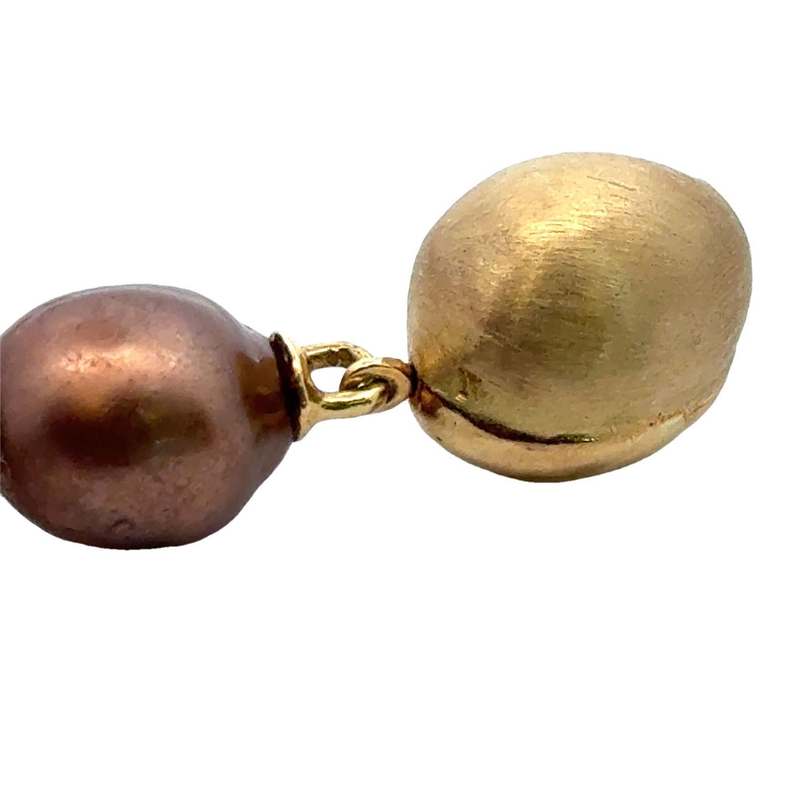 Collar de Perlas de Tahití del Mar Satinado de Oro Amarillo de 18 Kilates Yvel Corte redondo