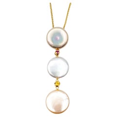Yvel South Sea Button Pearl Pendant in Yellow Gold