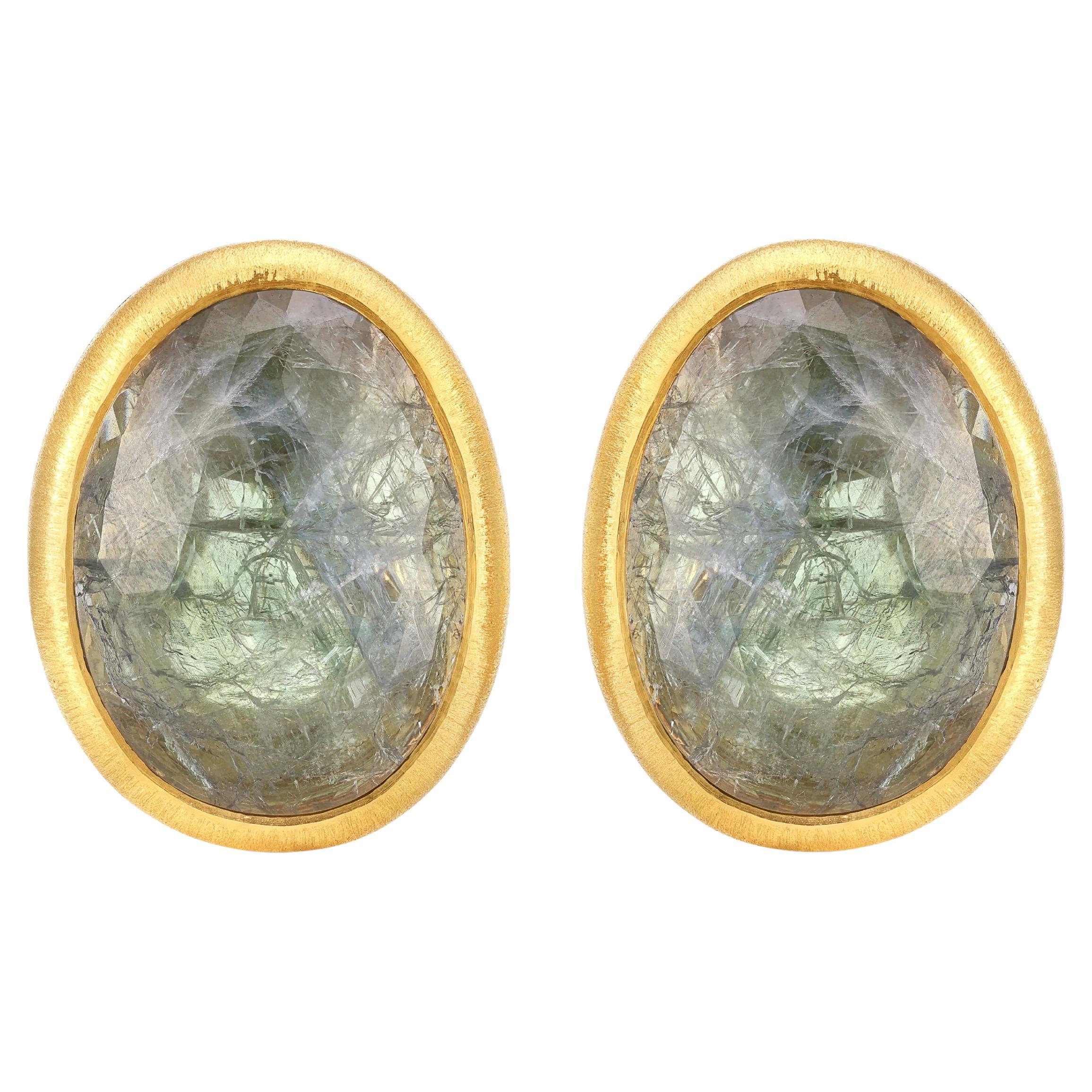 Yvel Tansanit-Ohrringe aus 18K Gelbgold im Angebot