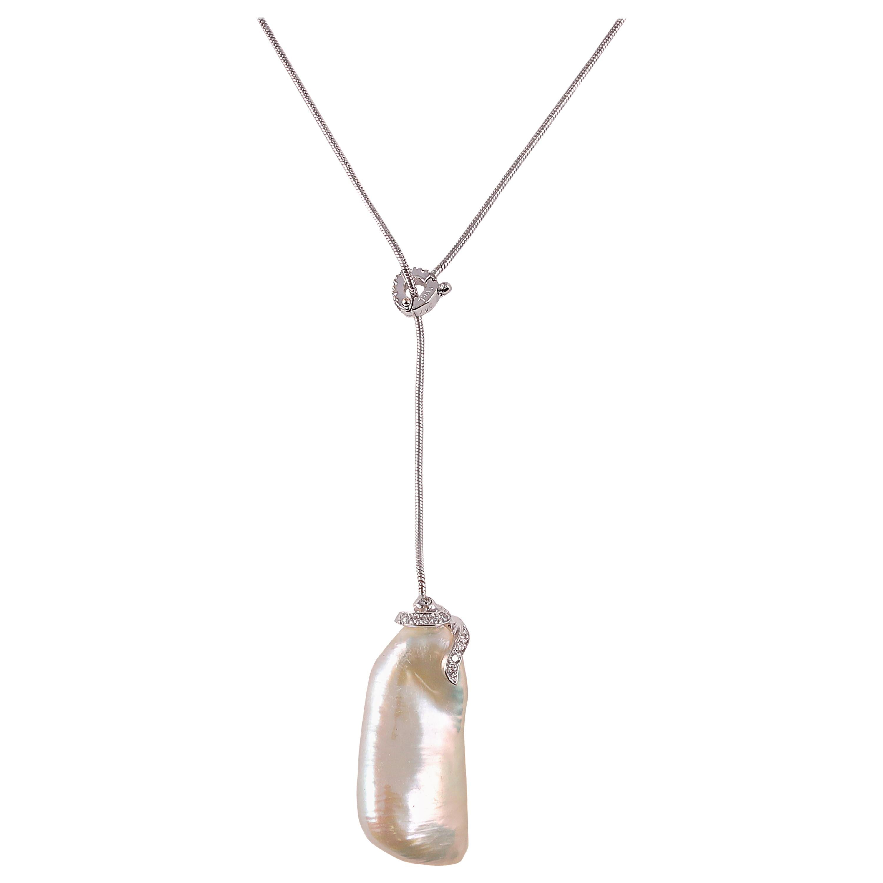 Vintage Louis Vuitton Diamond and Mother of Pearl 'Blossom Lariat' Necklace  For Sale at 1stDibs