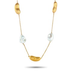 Yvel Yellow Gold and Pearl Beaded Chain Necklace