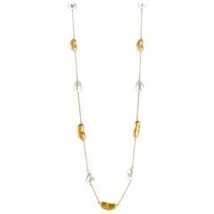 Yvel Yellow Gold and Pearl Beaded Chain Necklace