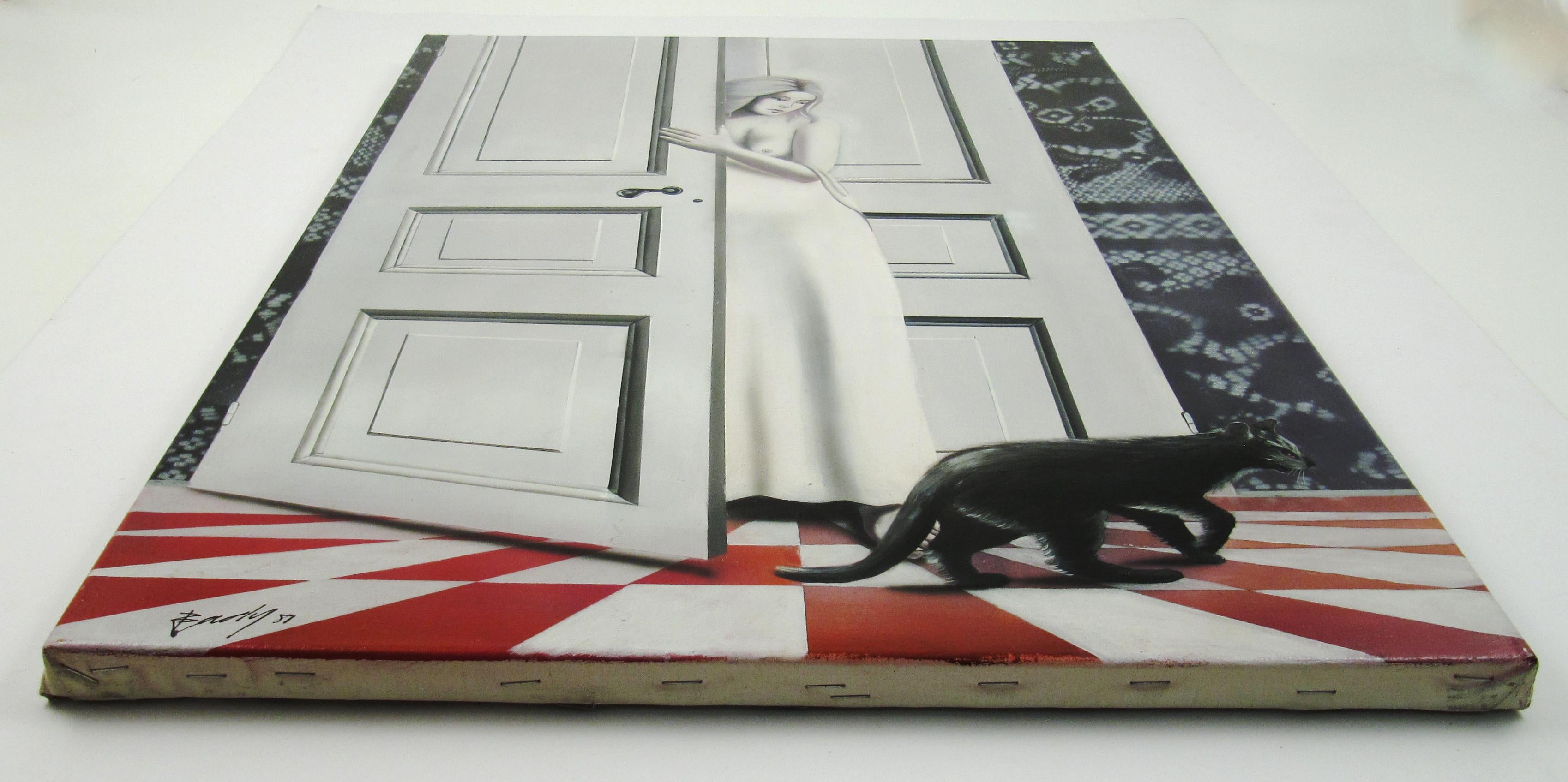 Yves Bady AL-Dahdah (Lebanese, 1941) - Black Cat, 1981 - Surrealist Painting 2