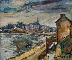 Yves Becon (1907-2004) - Gerahmtes Öl aus der Mitte des 20. Jahrhunderts, Ansicht von Trouville sur Mer