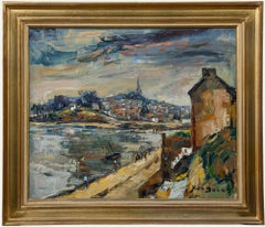 Yves Becon (1907-2004) - Gerahmtes Öl aus der Mitte des 20. Jahrhunderts, Ansicht von Trouville sur Mer