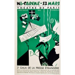 Vintage Original poster by Yves Bonnat 3rd Foreign Press Gala - Mi-Carême