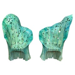Yves Boucard Pair of Manu and Elle High Back Modern Whimsical Chairs, Swiss