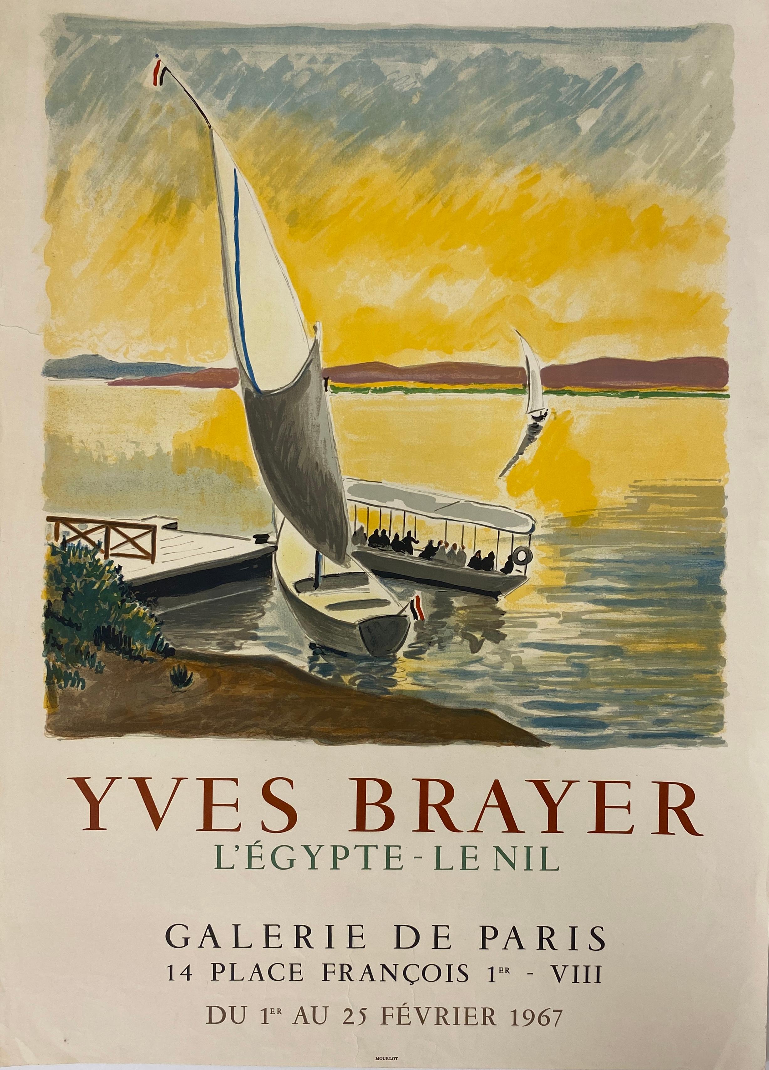 Poster originale di Yves Brayer per la Galerie de Paris Egitto e Nilo In condizioni buone in vendita a Miami, FL