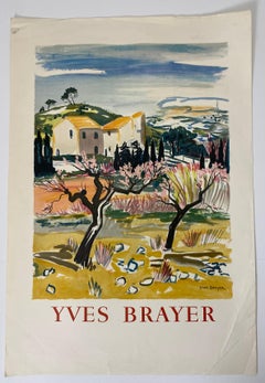Yves Brayer Original-Farbplakat mit der Darstellung der Hügel der Provence