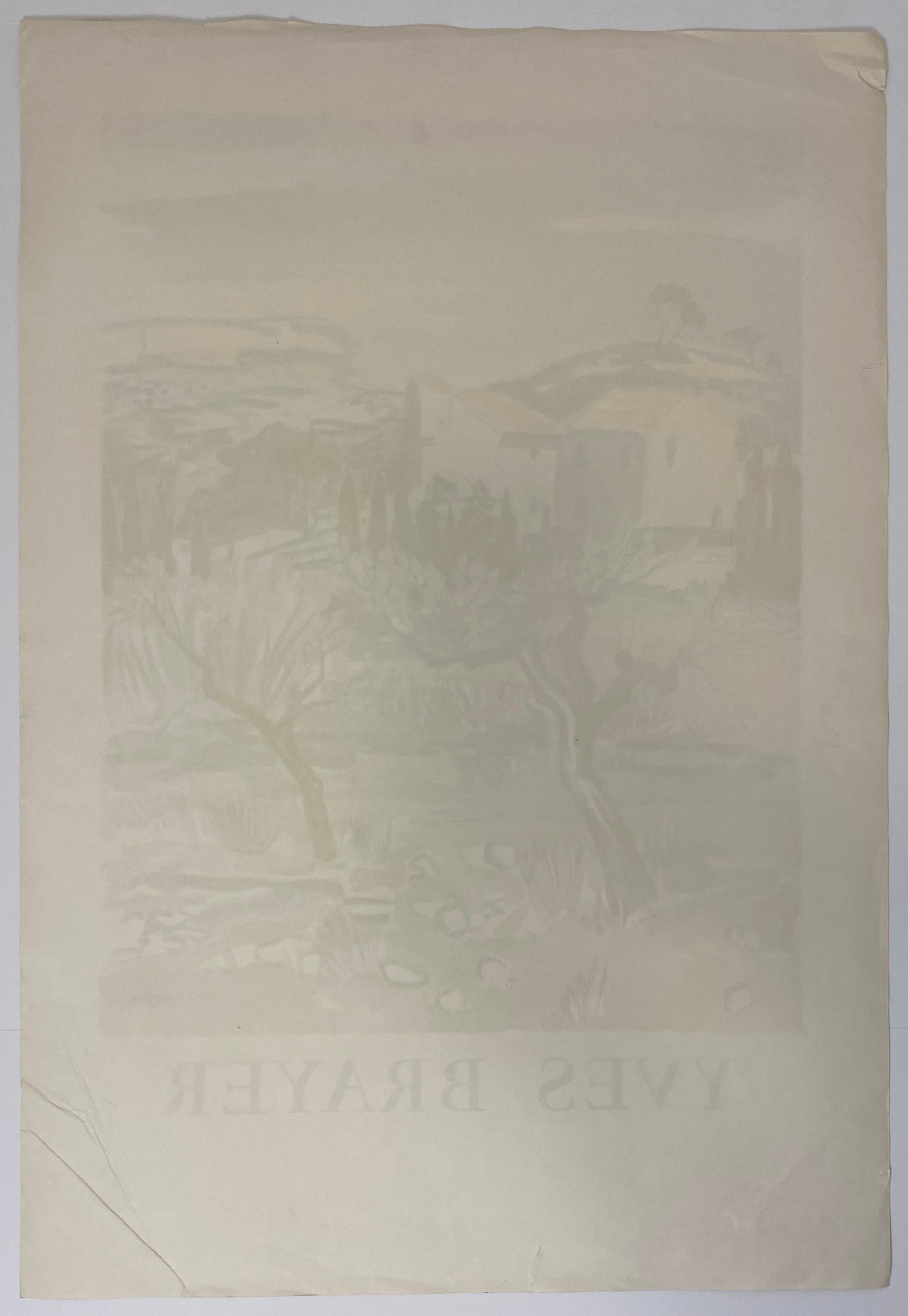 Cartel original en color de Yves Brayer que representa las Colinas de Provenza Francés en venta