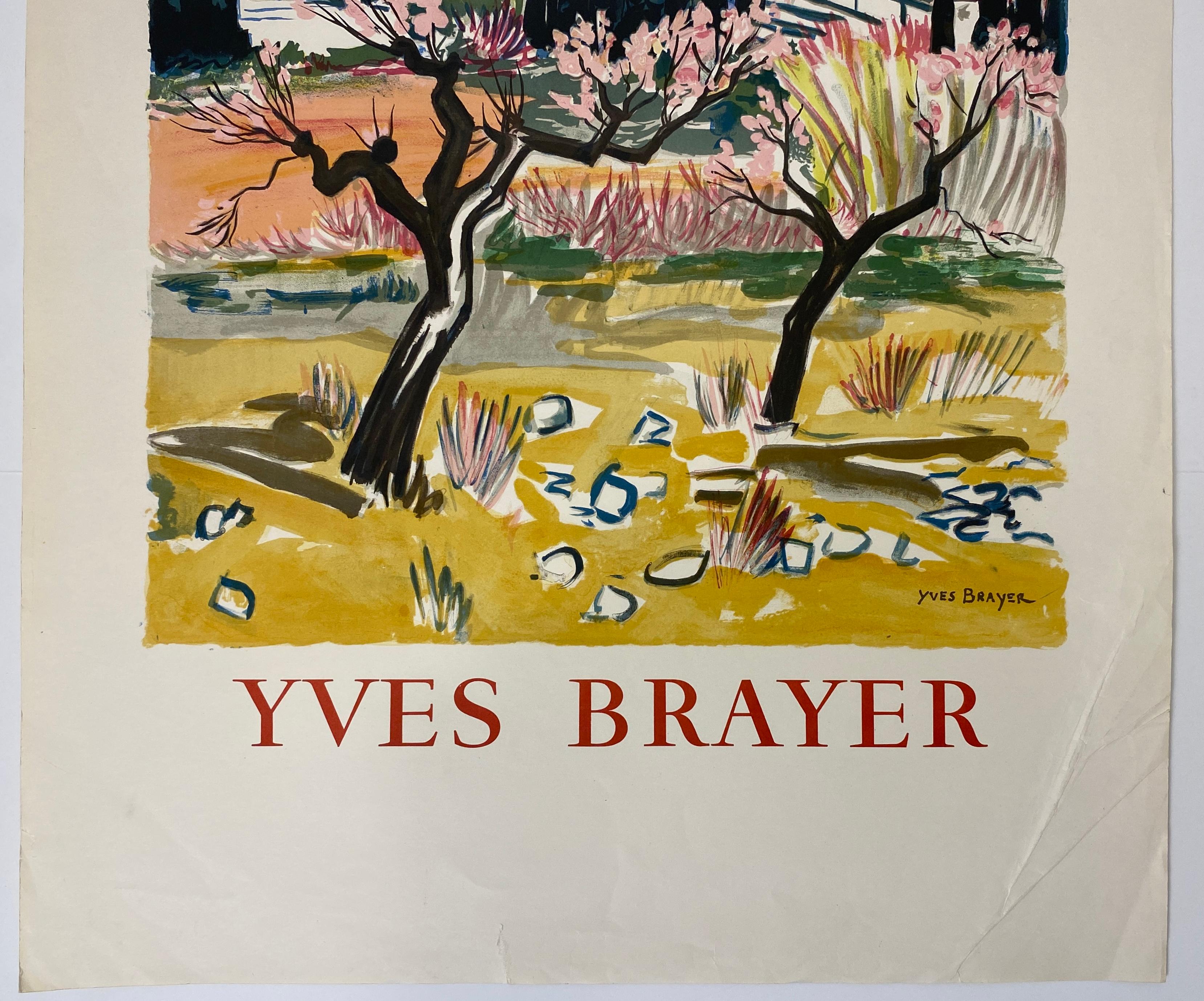 Cartel original en color de Yves Brayer que representa las Colinas de Provenza siglo XX en venta