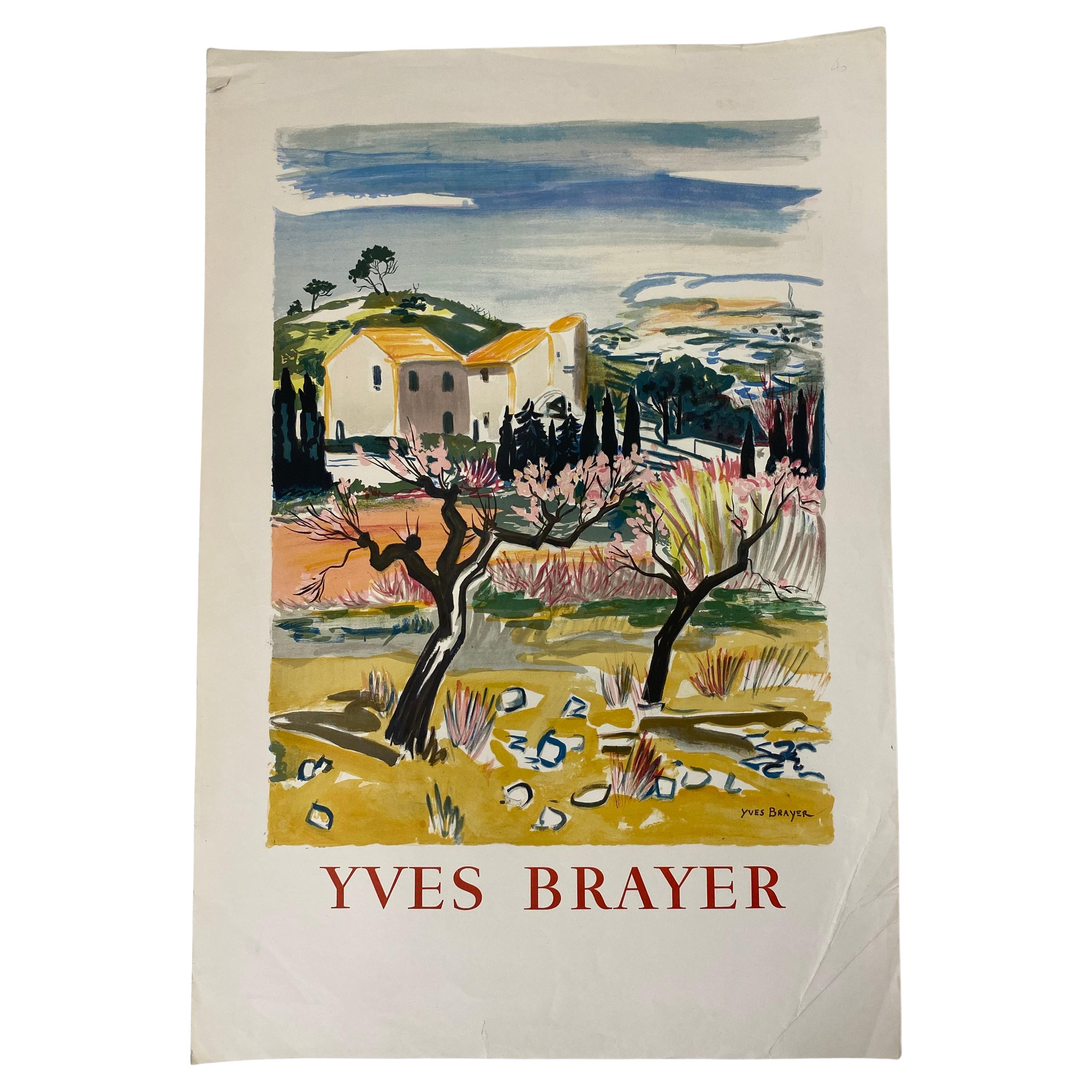 Yves Brayer Poster originale a colori raffigurante le Hille della Provenza