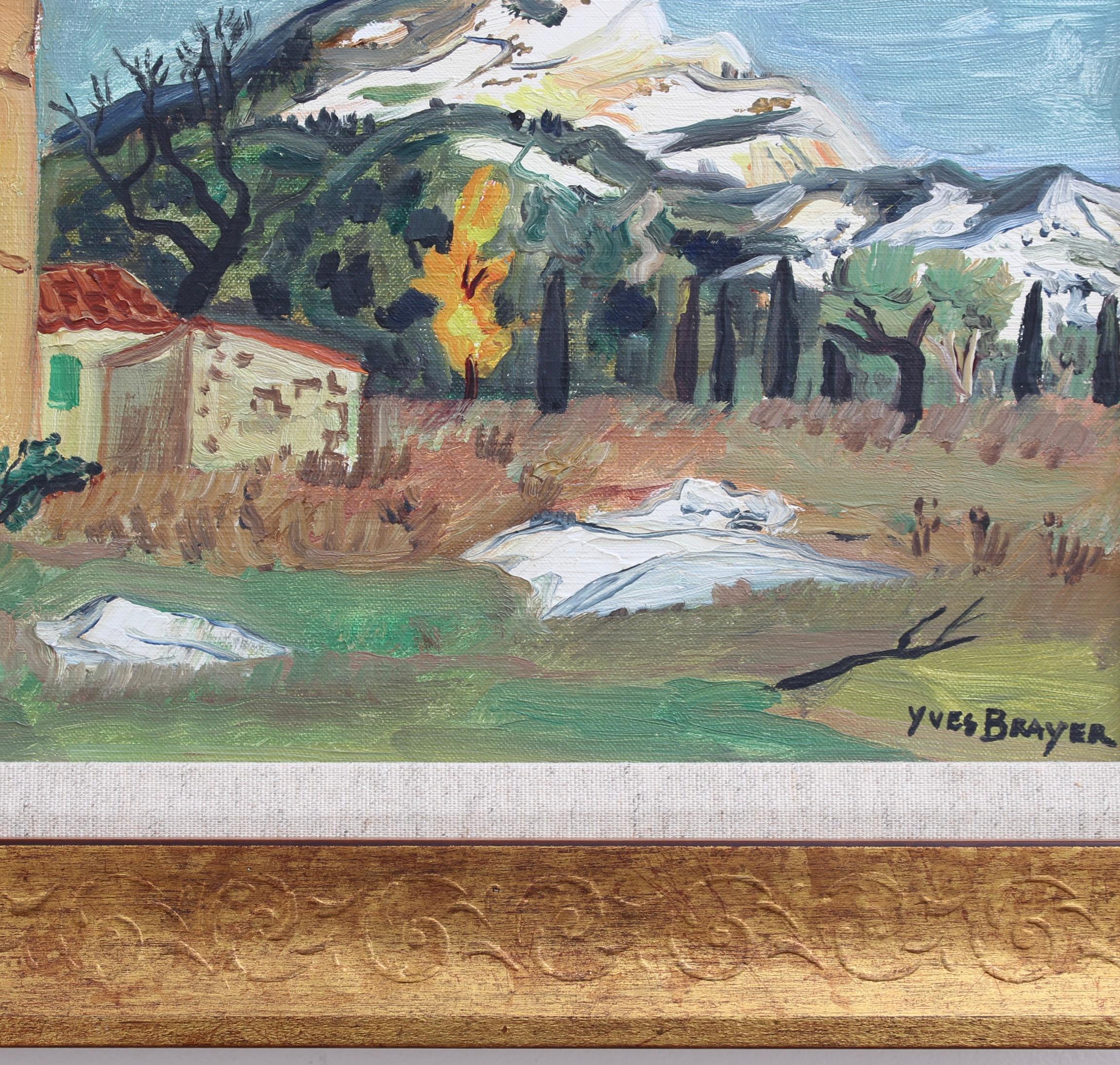 'Mont Sainte-Victoire' by Yves Brayer French Vintage Oil Painting For Sale 11