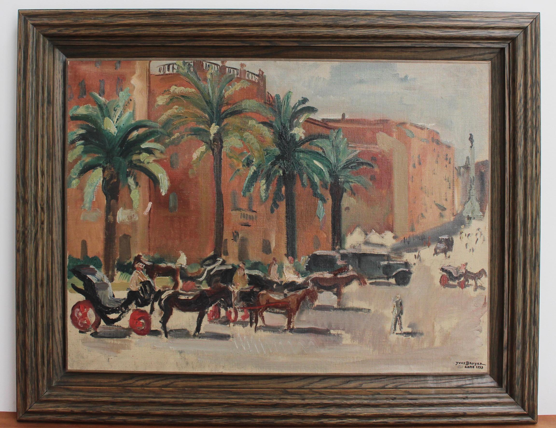 Plaza de España Roma - Painting de Yves Brayer