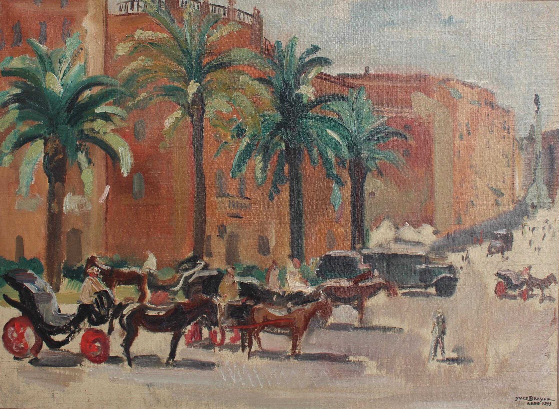 Figurative Painting Yves Brayer - Piazza di Spagna Roma
