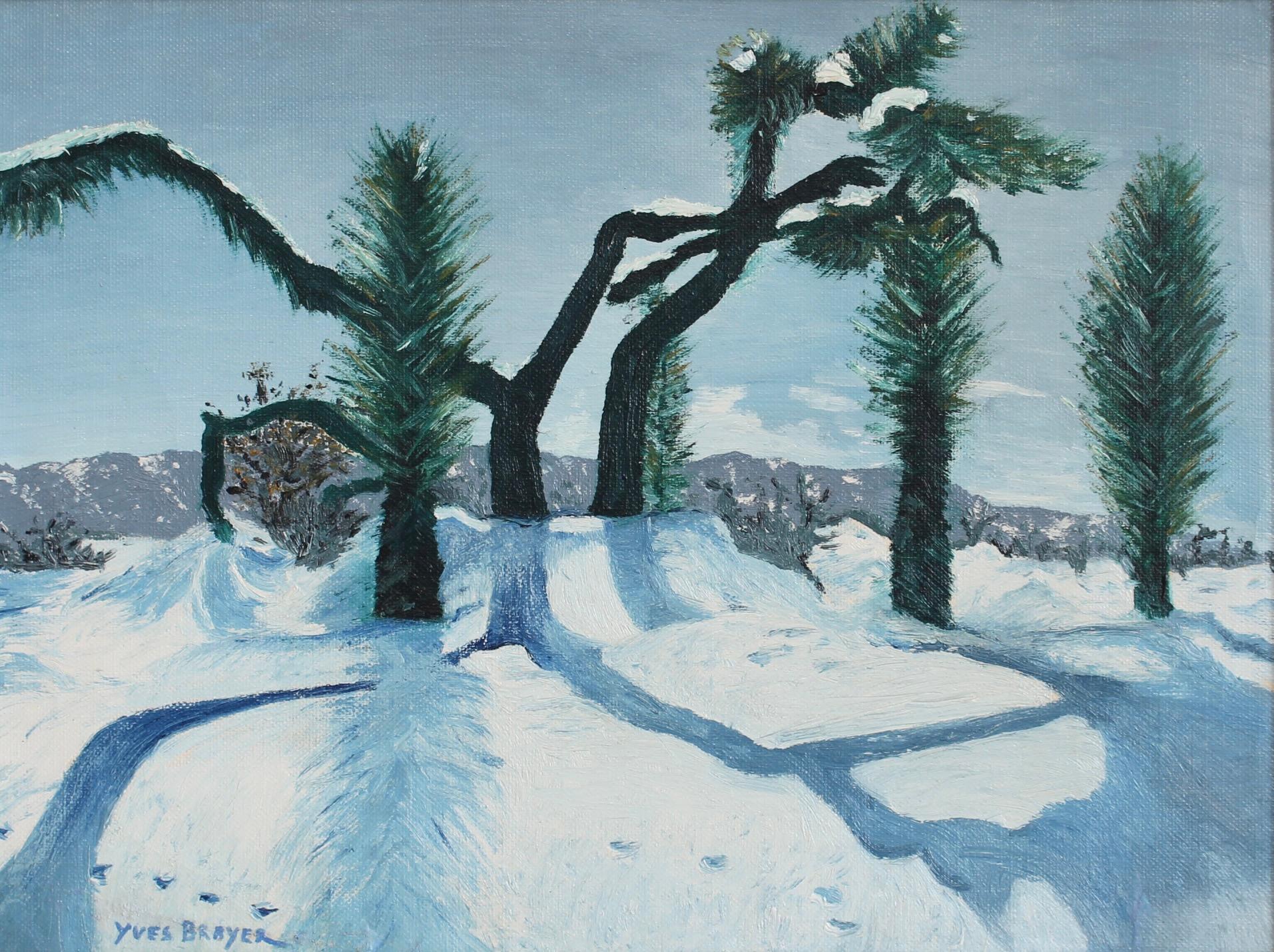Snow in Provence - Painting by Yves Brayer