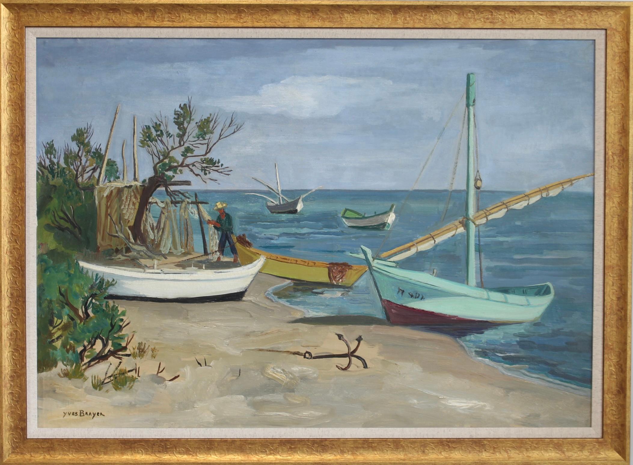 Figurative Painting de Yves Brayer - La desembocadura del Pequeño Ródano