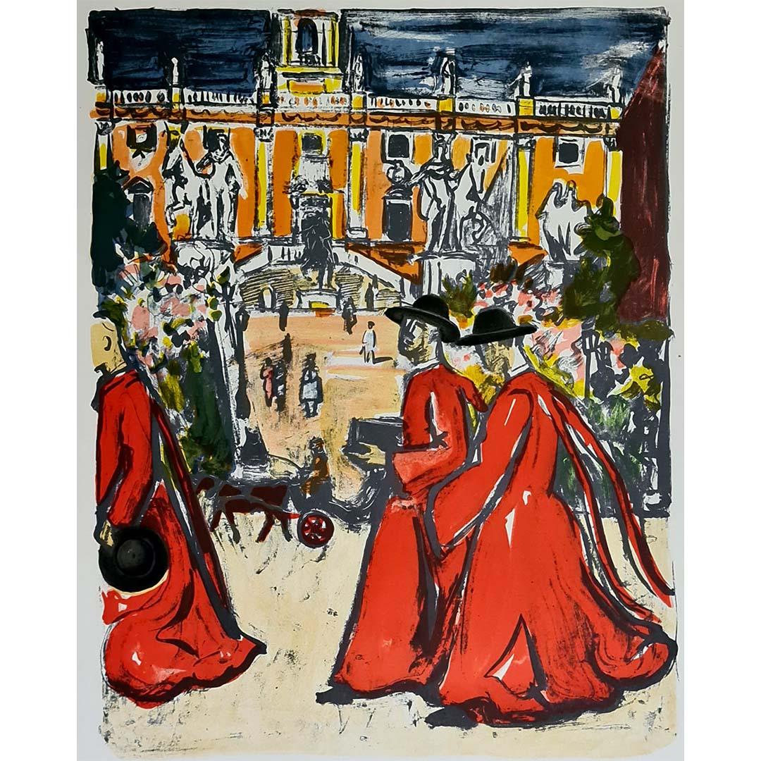 Originalplakat von Yves Brayer aus der Galerie de Paris von 1972 – Italienische Kardinäle im Angebot 2
