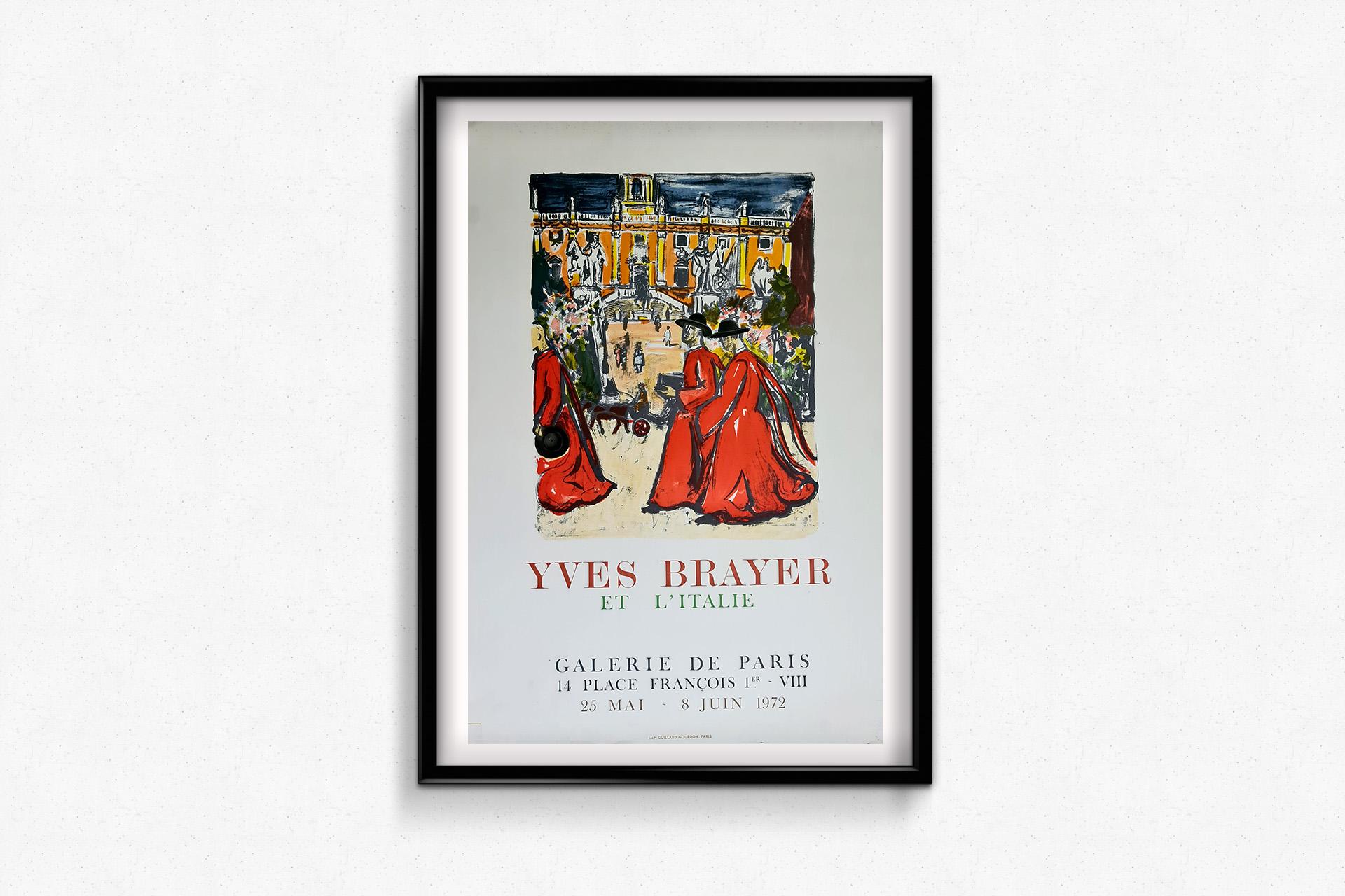 Originalplakat von Yves Brayer aus der Galerie de Paris von 1972 – Italienische Kardinäle im Angebot 3