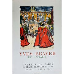 Vintage 1972 original poster by Yves Brayer at the Galerie de Paris - Italian cardinals