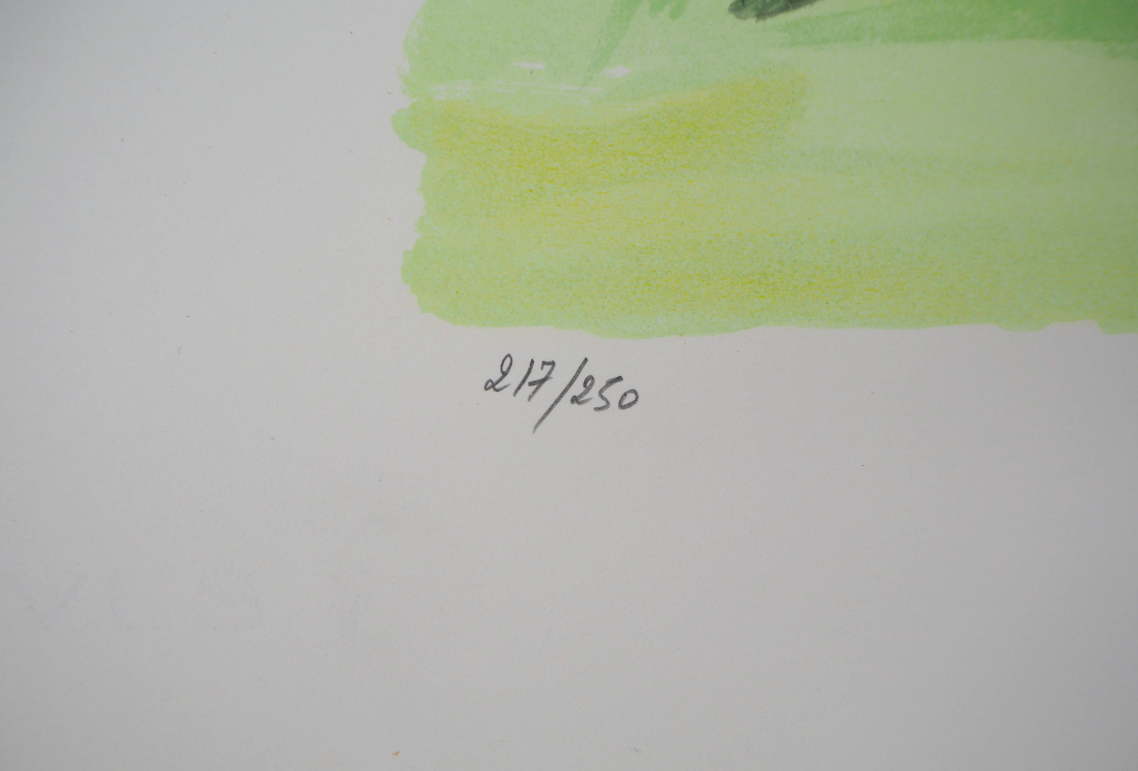 Yves Brayer (1907-1990)
Avant la course au trot

Lithographie originale, vers 1973
Signé au crayon par l'artiste
Numéroté /250 exemplaires
Taille 50 x 65 cm, sur Vélin d'Arches

Information : Extrait du portfolio 