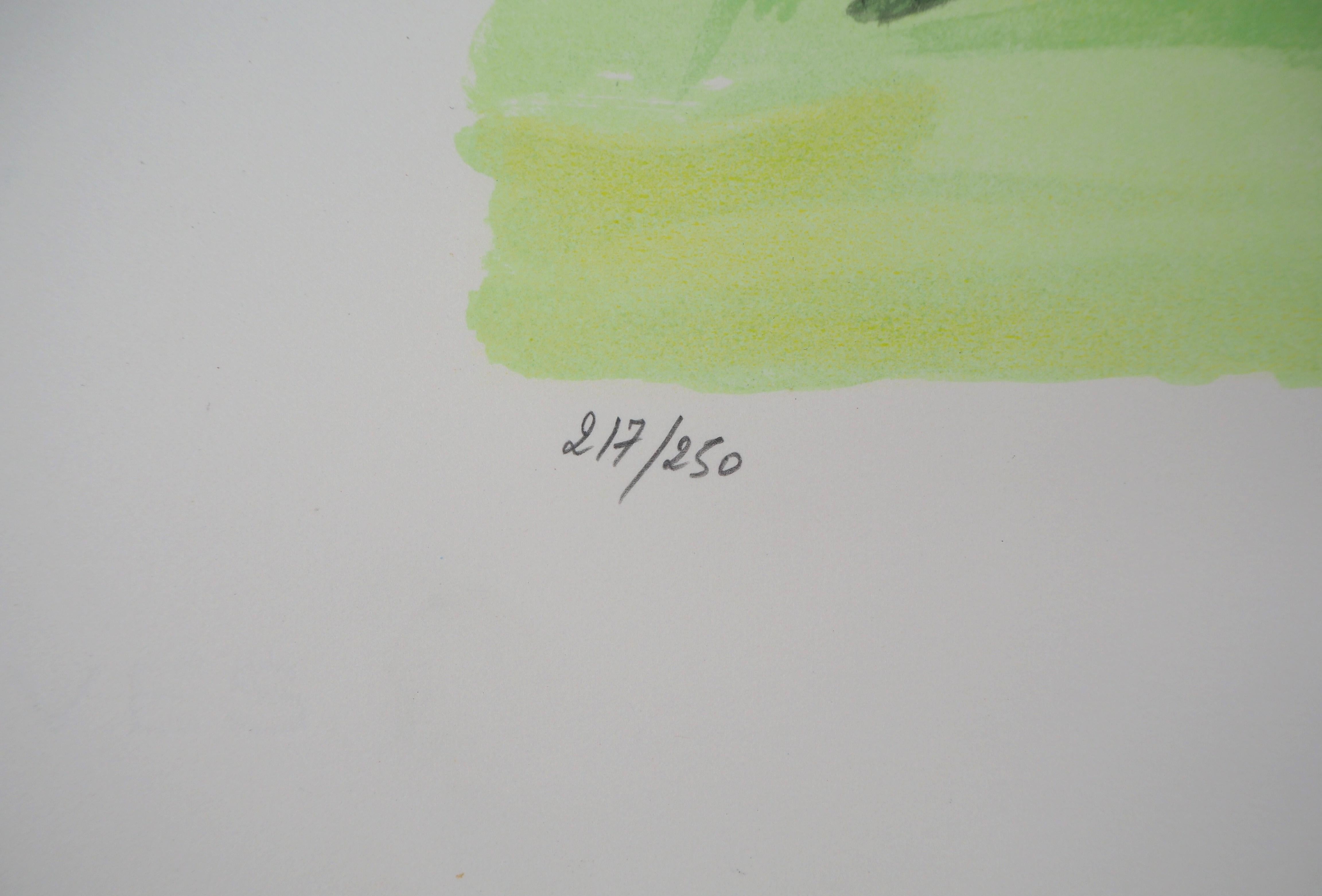 Yves Brayer (1907-1990)
Antes de la carrera de trote

Litografía original, c.1973
Firmado a lápiz por el artista
Numerado /250 ejemplares
Tamaño 50 x 65 cm, sobre pergamino Arches

Información: De la carpeta 