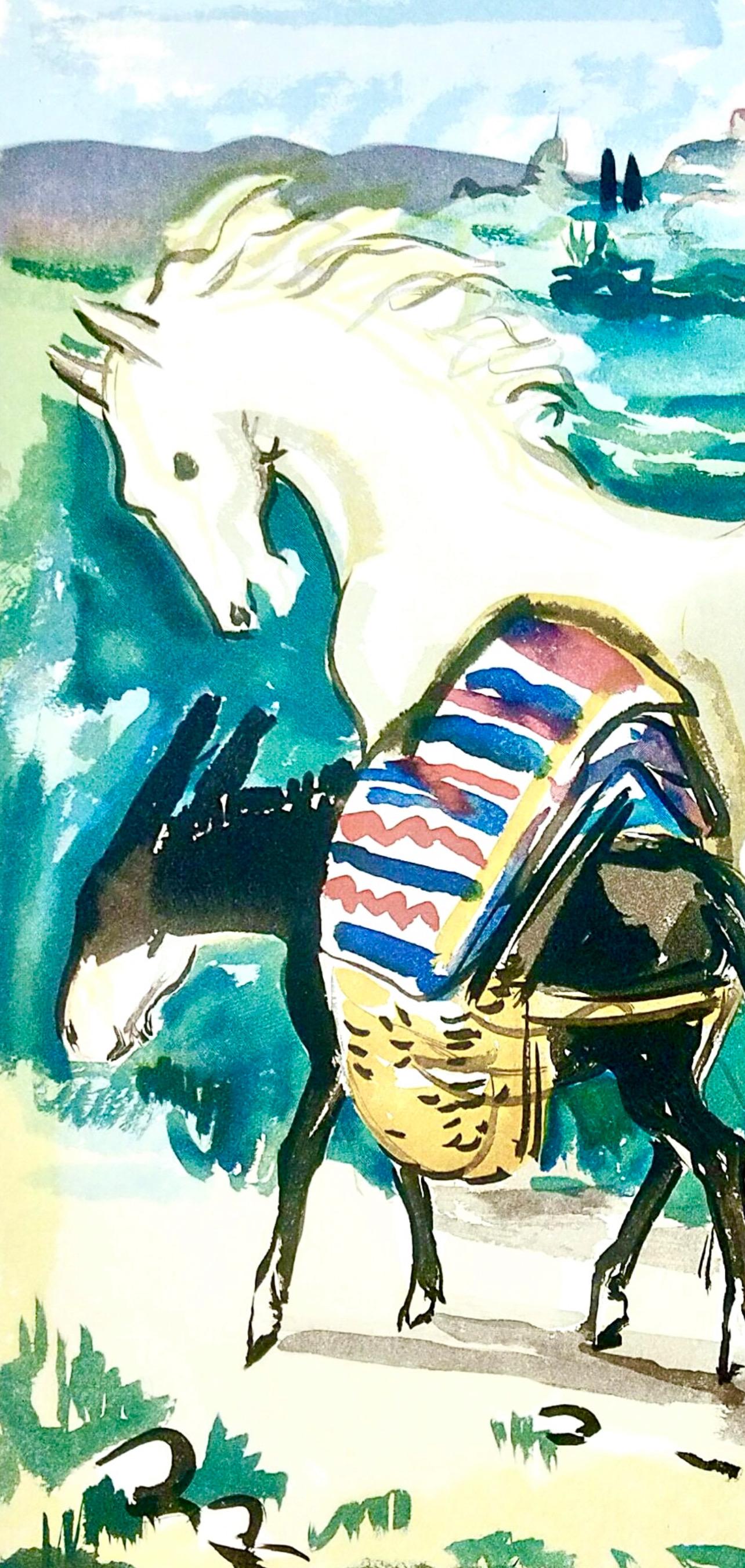 Cheval et âne en Provence, Vingt fables de La fontaine, Yves Brayer For Sale 1