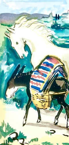 Cheval et âne en Provence, Vingt fables de La fontaine, Yves Brayer