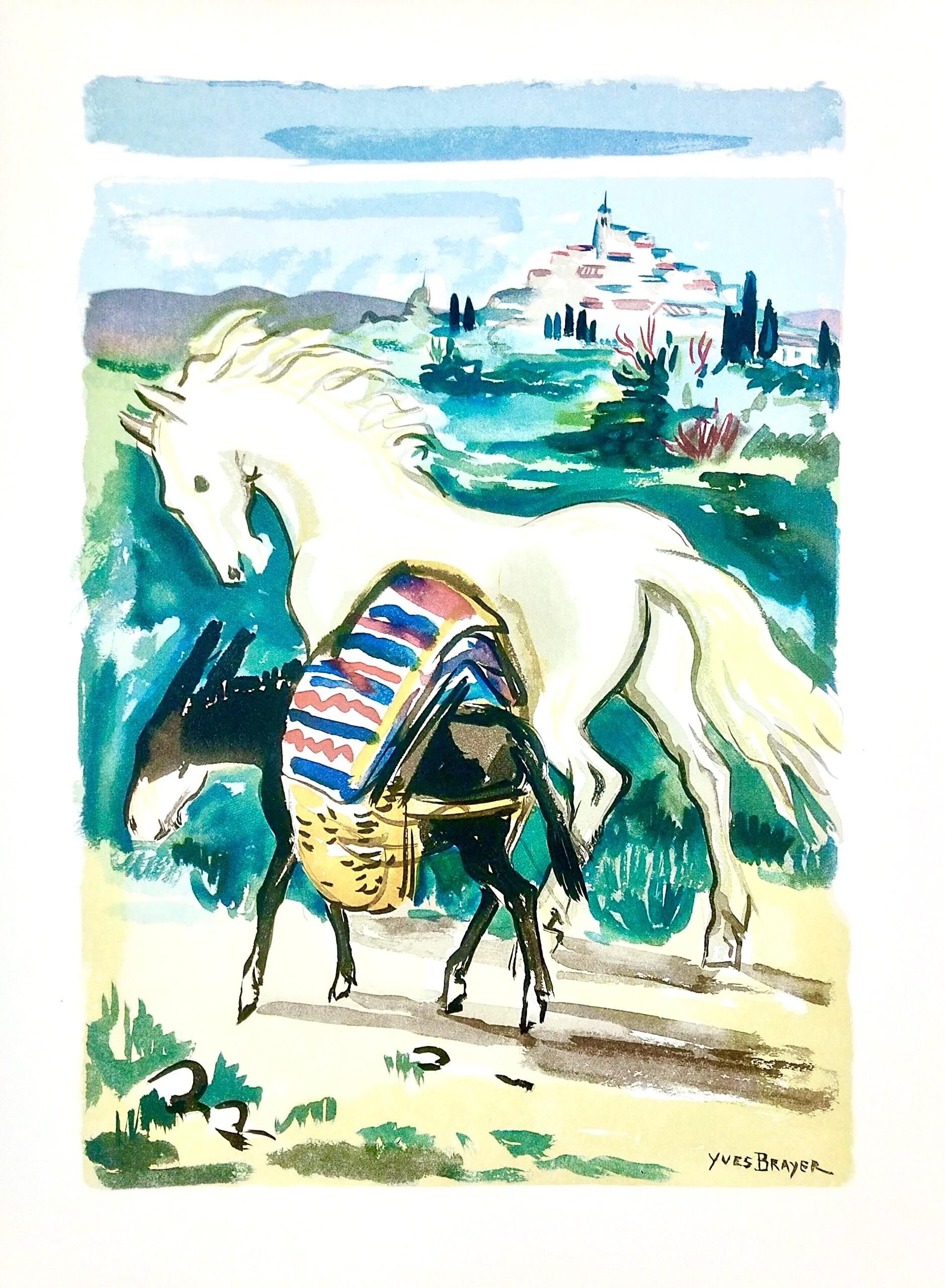 Cheval et âne en Provence, Vingt fables de La fontaine, Yves Brayer For Sale 4