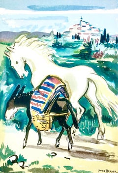 Cheval et âne en Provence, Vingt fables de La fontaine, Yves Brayer