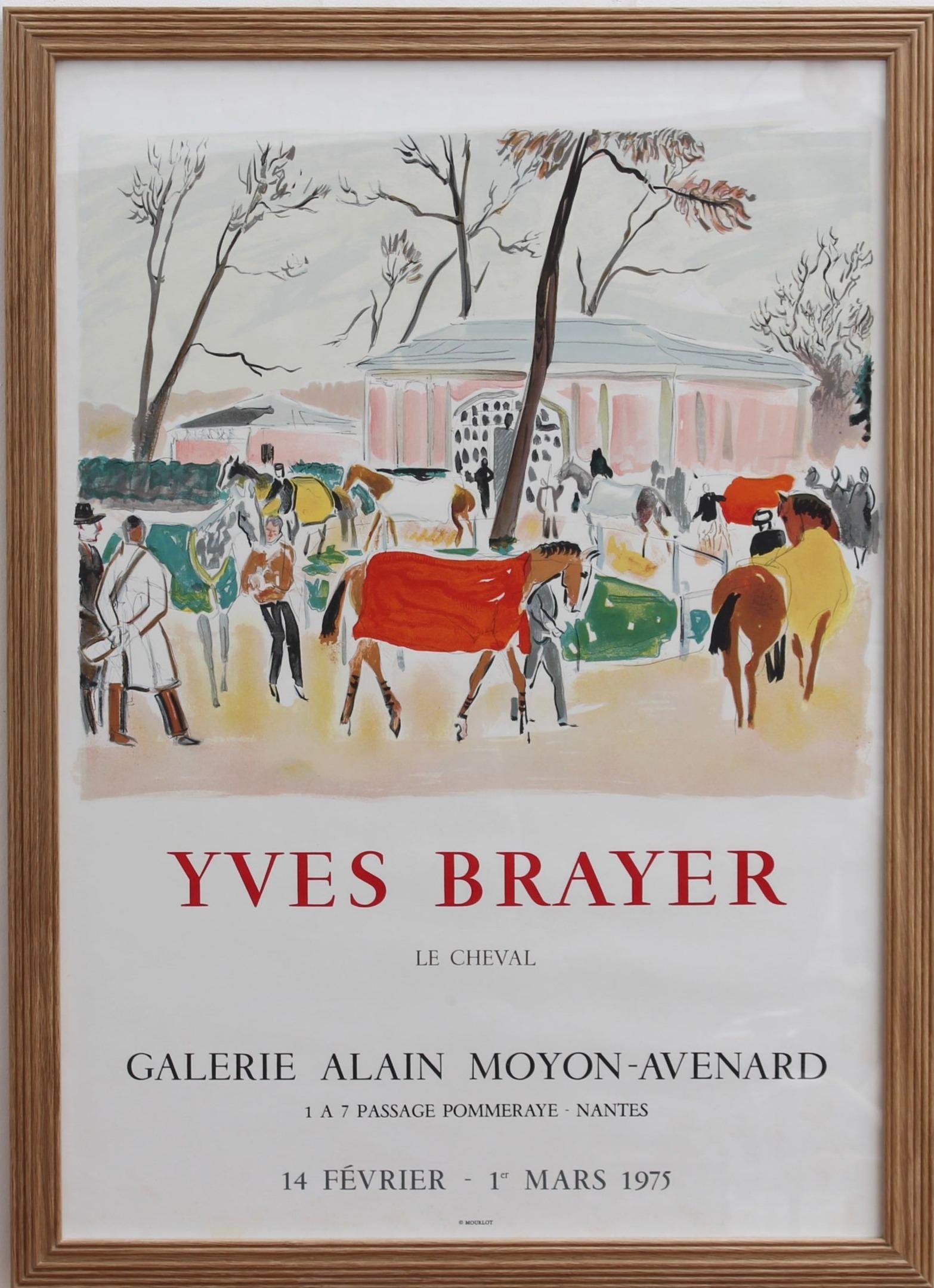 French Vintage Exhibition Poster for Yves Brayer (1975). Newly framed, the poster announces an exhibition of the works of Yves Brayer at the Galerie Alain Moyon-Avenard in Nantes, France. Discovered in the South of France, this gallery holds several