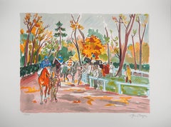 Horseback Riding in the Forest - Original Lithograph Handsigned Numbered