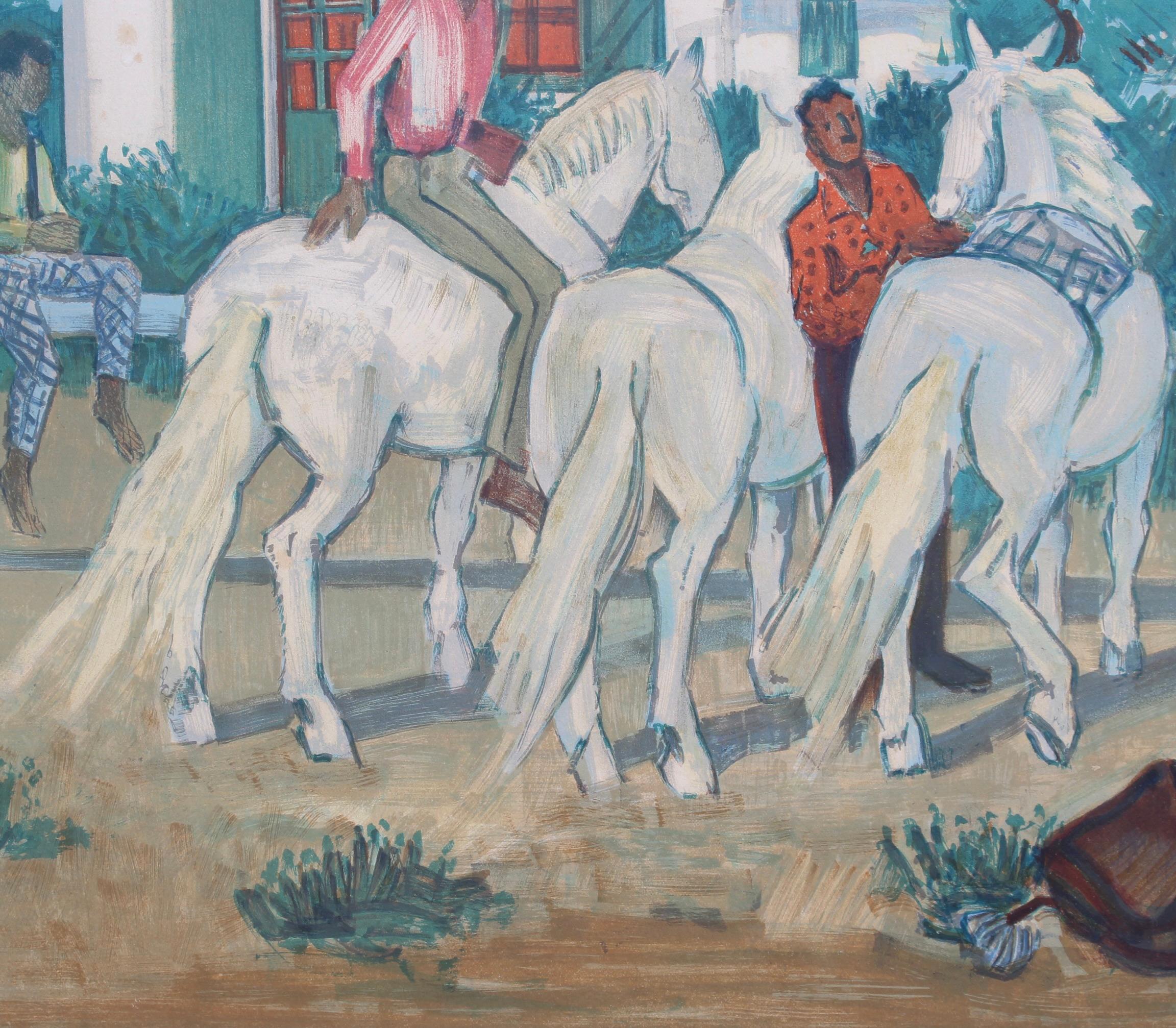 'Les Gardians de la Camargue' Litografía original firmada 10