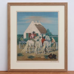 Lithographie originale signée « Les Gardians de la Camargue »