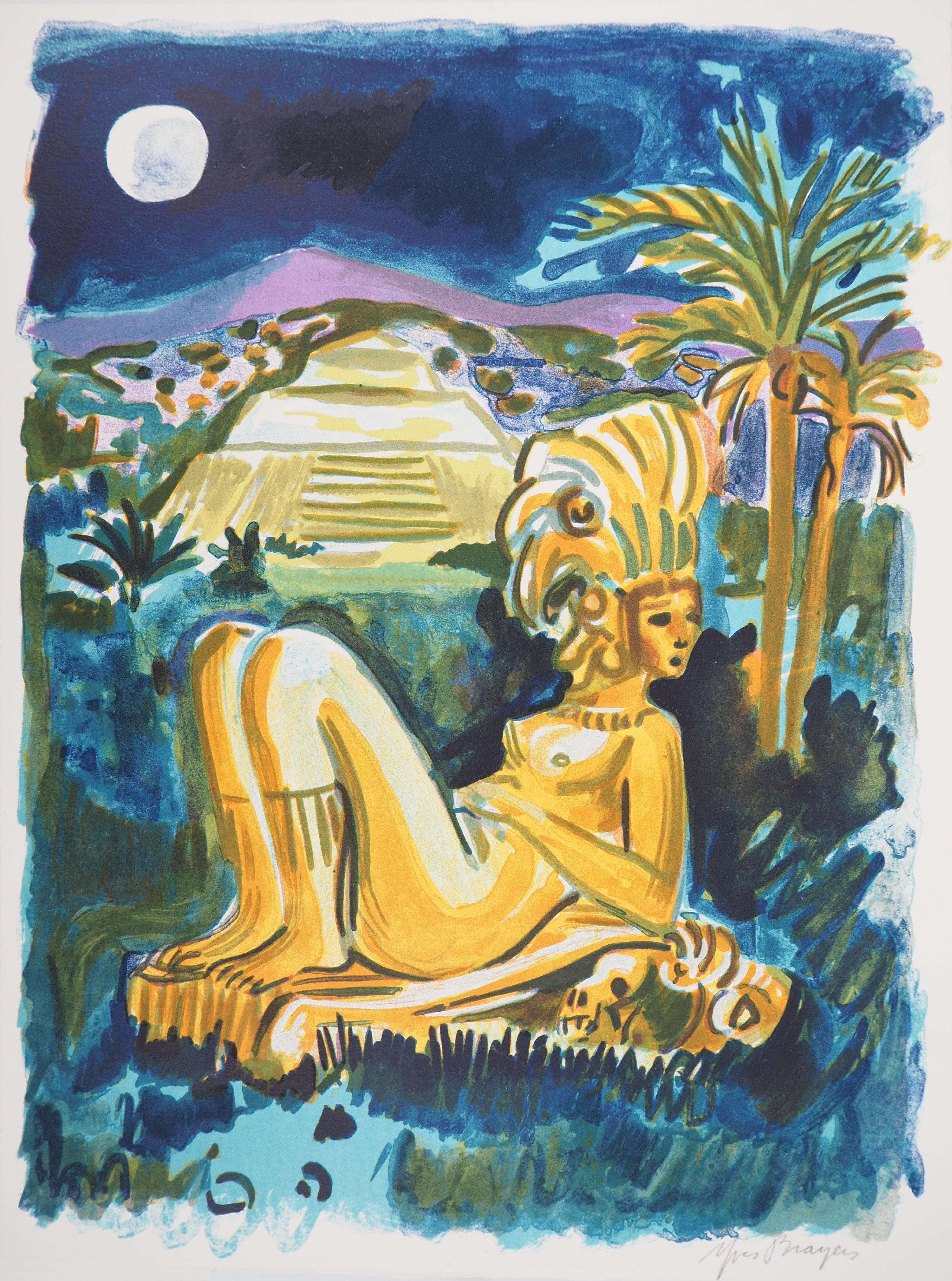 Yves Brayer Figurative Print - Mexico Mysteries (Pyramid) - Original handsigned lithograph